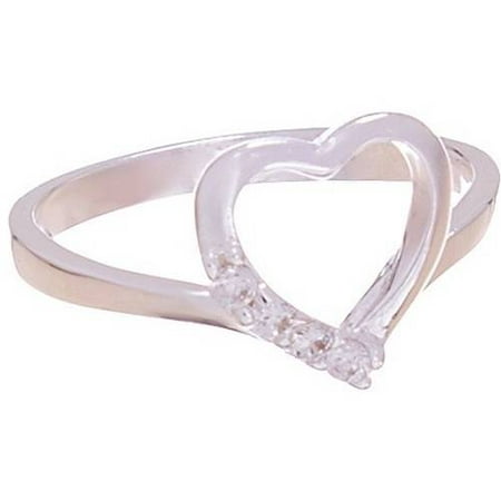 Crystal Swarovski 18kt White Gold-Plated Sterling Silver Kids' Heart Ring