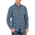 thumbnail image 2 of Demotime Men's Gingham Button Down Stretch Business Casual Blouse M Orange Plaid, 2 of 5