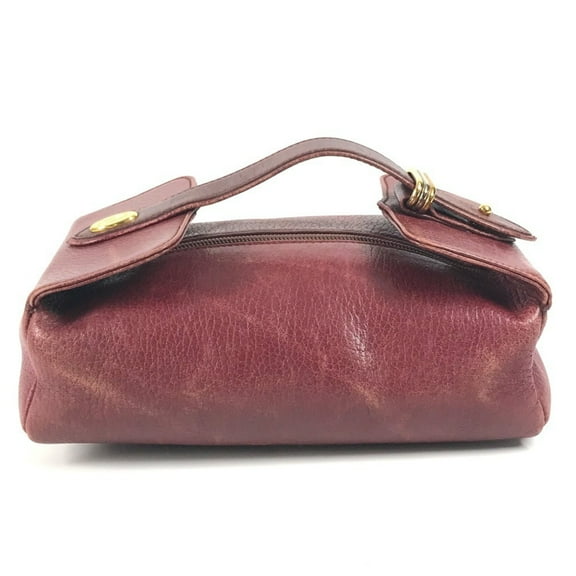 Pre-Owned CARTIER Must Line Logo Trinity Vanity Pouch Handbag Leather Women's Bordeaux (Good)