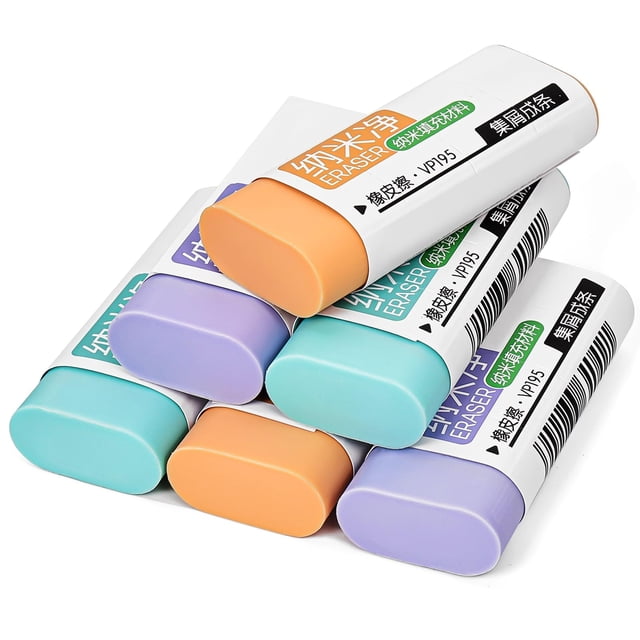 Gomas de borrar Muxdilu, paquete de 6 colores brillantes
