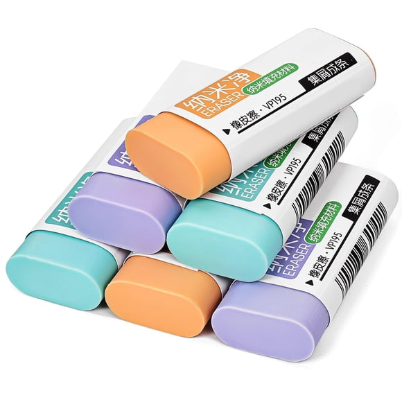 Gomas de borrar Muxdilu, paquete de 6 colores brillantes