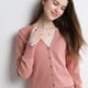thumbnail image 1 of Cárdigans de manga larga para mujer, prendas de vestir exteriores de punto, suéteres lisos finos para primavera y otoño, prendas de punto con cuello en V, cárdigans de moda coreana 2024, 1 of 3