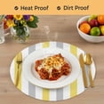 thumbnail image 4 of Yellow Grey Striped Round 15 Inch Placemats Set of 6, Geometric Vertical Stripes White HeatResistant Non Slip Place Mats for Dining Table, Wipeable Braided Kitchen Table Mats for Housewarming, 4 of 9