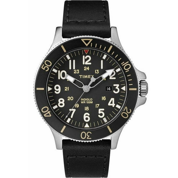 Timex - Men's Timex Allied Coastline Black Leather Strap Watch TW2R458009J - Walmart.com