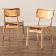 thumbnail image 2 of Baxton Studio Tadeo 17.7" Wood and Rattan Dining Chair in Oak Brown (Set of 2), 2 of 9