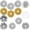 Yellow+Silver, variant on FUYGRCJ 10Pcs Crochet Edge Rotary Cutter Blade Set 45mm Perforating Rotary Blade 12/15 Teeth Crochet Skip Blade Rotary Cutter Replacement Skip Stitch Rotary Blade Dotted Line Rotary Blade