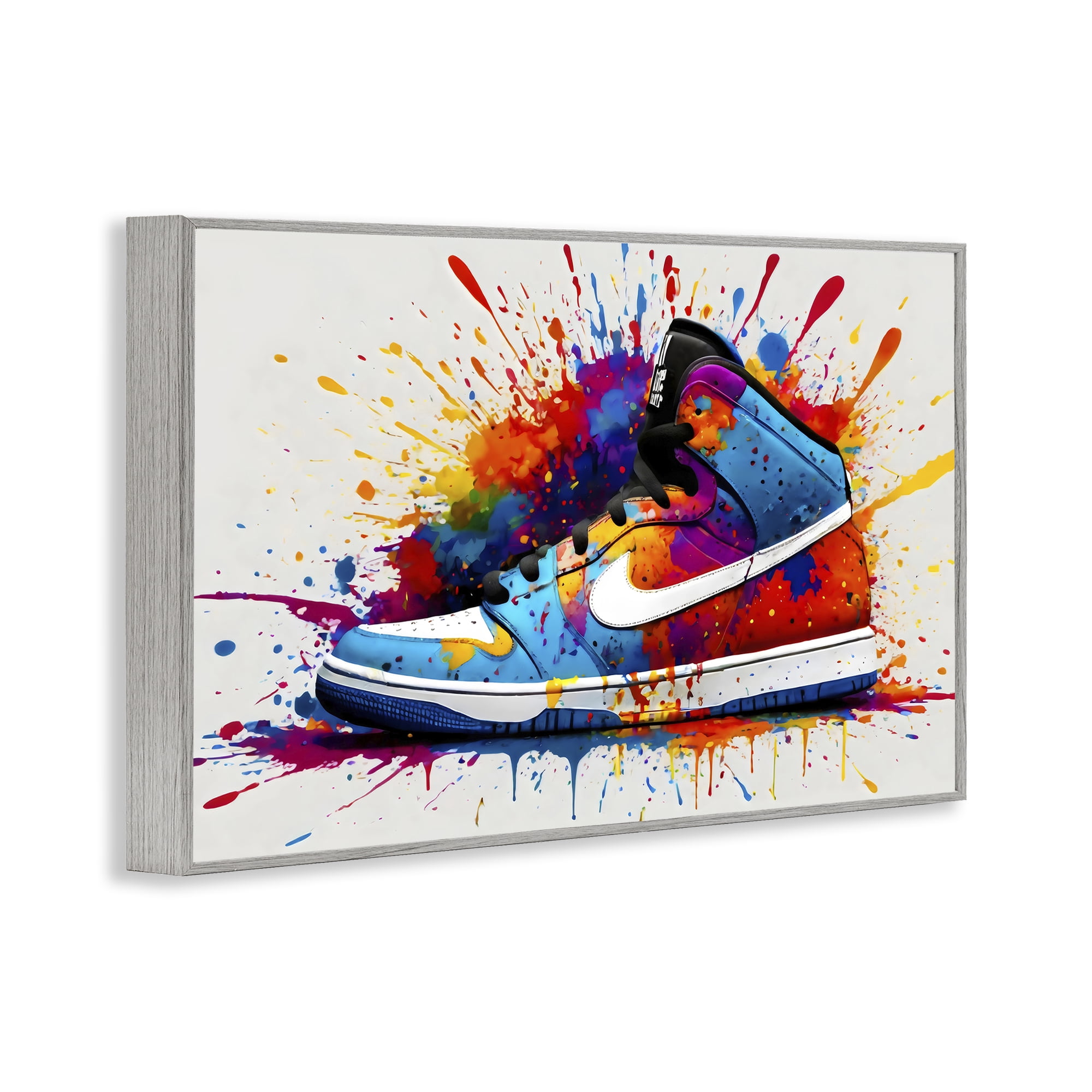Stupell Industries Centric Sneaker Splash Gray Framed Giclee Art, design by Creative Studio