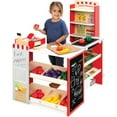 thumbnail image 2 of Best Choice Products Kids Pretend Play Grocery Store Wooden Supermarket Set w/ Chalkboard, Cash Register - Red, 2 of 8
