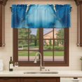thumbnail image 6 of Blue Marble Curtain Valances for Windows, Kitchen Valance Window Treatments Panel 2 Pack, Abstract Yellow Ink Painting Modern Rod Pocket Short Curtains for Bathroom Bedroom 54 x 18 Inch, 6 of 8