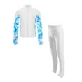 thumbnail image 6 of Raenseen Kids Girls Ice Skating Outfits Long Sleeve Zipper Skating Jacket with Shiny Leggings White 12, 6 of 9