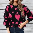 thumbnail image 4 of Daznico Womens Sweater,Women's Cute Heart Pullover Sweaters Long Sleeve Crew Neck Pullovers Casual Sweater-Black-XL, 4 of 9