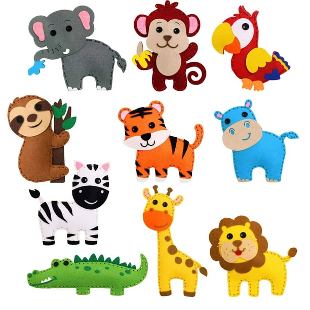 1 Set DIY Felt Cloth Sewing Kit Jungle Animals Crafting Toys for Kids  Adults - Walmart.com