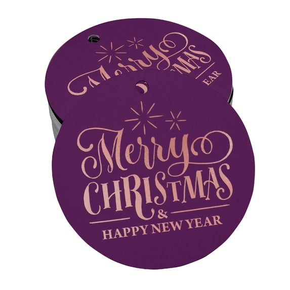 Inkdotpot Real Rose Gold Foil Merry Christmas & Happy New Year Text Tags Favor Hang Paper Tags 50 Pieces