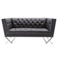 thumbnail image 4 of Armen Living Odyssey LoveSeat in Brushed Steel Finish with Vintage Black and Silver Nail Heads, 4 of 6