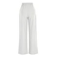 thumbnail image 5 of Rciityk Casual Pants for Women Flowy Wide Leg Pants High Waist Drawstring Straight Lounges Pants Solid Color Loose Long Trousers with Pockets White XL, 5 of 7