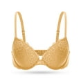 thumbnail image 3 of Deyllo Women's Lace Push Up Padded Plunge Add Cups Underwire Lift Up Bra, Gold 38A, 3 of 4