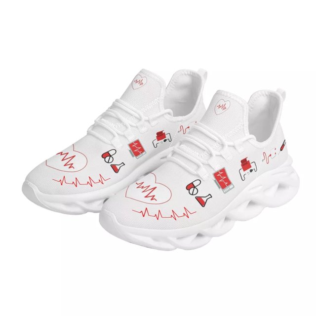 Zapatos casuales de otoño Doginthehole, zapatillas de deporte de moda con estampado de corazón de enfermera, calzado de malla transpirable para caminar, planos para hombres