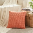 thumbnail image 2 of 4 Packs Neutral Decorative Throw Pillow Covers 18x18 Inch for Living Room Couch Bed Sofa, Rustic Farmhouse Boho Neutral Home Decor, Soft Plush Striped Corduroy Square Cushion Case 45x45 cm, 2 of 7
