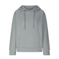 thumbnail image 4 of Lcziwo Women Plus Size Waffle Hoodies Casual Trendy Pullover Tops Long Sleeve Round Neck Drawstring Sweatshirts Gray,L, 4 of 6