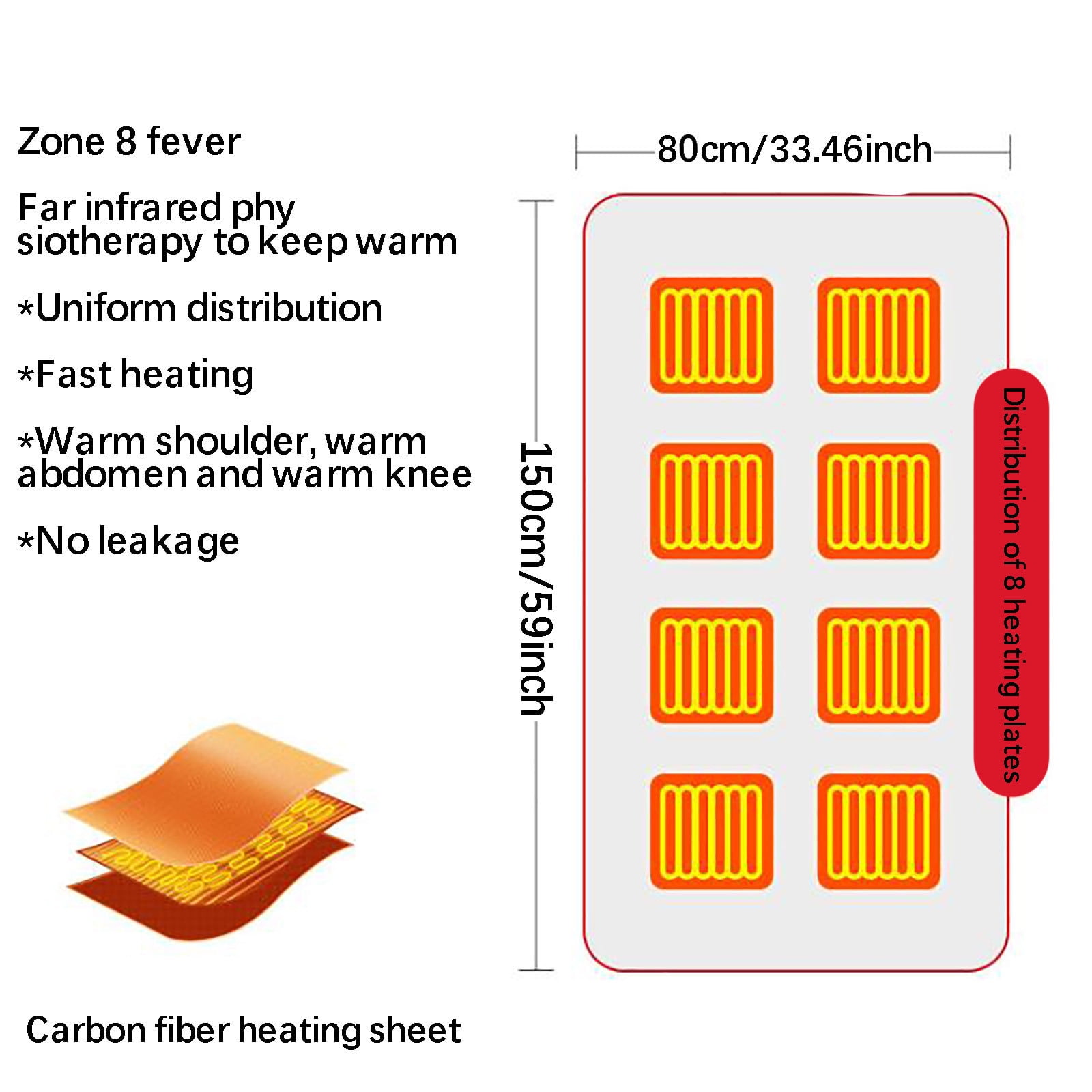 Kezqiaxn Heated Vests 150 X 80Cm Eight Heating Shawl Electric Blanket Charging Coral Fleece Warm Electric Shawl Pad With Three Brown
