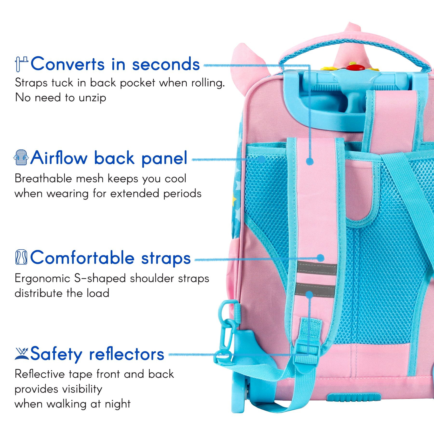 TWISE Twise Side-kick Rolling Backpack, Unicorn