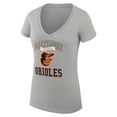 thumbnail image 2 of Women's G-III 4Her by Carl Banks Heather Gray Baltimore Orioles Super-Slim Fit Lightweight Team Logo Graphic V-Neck, 2 of 5