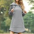 thumbnail image 2 of Women Long Length Loose Casual Solid Drawstring Hoodie Pullover with Big Pocket, 2 of 2