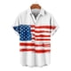 thumbnail image 4 of Blusa y camisa de manga corta con cuello vuelto para hombre, blusa informal de moda con cuello vuelto y estampado del Día de la Independencia, blusa de manga corta con botones para hombre, blusa de po, 4 of 6