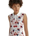 thumbnail image 3 of White Floral Sleeveless Golf Shirts For Women Moisture Wicking Sports V-Neck Polo Lightweight Quick Dry Womens Tank Tops S, 3 of 9