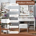 thumbnail image 5 of Jopath Makeup Vanity Set with Mirror & Lights,Vanity Desk with 3 Drawers & 7 Shelves,Storage Stool for Bedroom,White02, 5 of 8