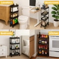 thumbnail image 2 of Pinksheep Slim Rolling Storage Cart, 4Tier Bathroom Organizer Utility Carts Shelving Unit with Wheels for Kitchen, Black, 2 of 7