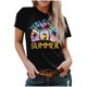 thumbnail image 2 of Fiudx Ofertas Flash Artículos En Oferta Top de Manga Corta con Cuello Redondo y Estampado Regular Sexy de Verano para Mujer, 2 of 5