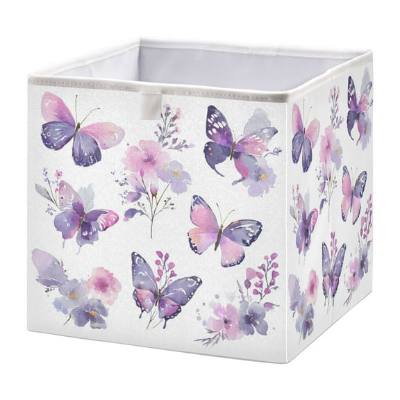 Fabric Open Basket Bins Foldable Storage Basket 2 Size Avliable Purple
