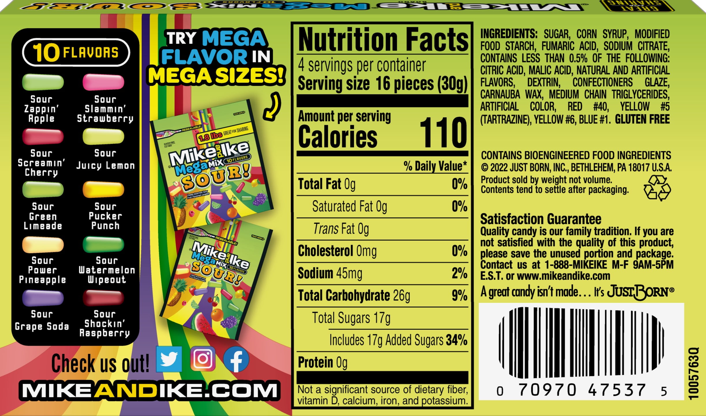 (6 pack) Mike and Ike Mega Mix SOUR! Chewy Candy, 4.25 Ounce, 1 Count