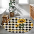 thumbnail image 3 of Small Round Rug 3Ft Washable Non-Slip, Sunflower Checked Circle Area Rugs for Living Room Bedroom, Vintage Garden Floral Bees Farmhouse Indoor Floor Mats Carpet Runner for Home Decor, 3 of 8