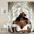 thumbnail image 2 of Black Girl 4Pcs Shower Curtain Sets African American Woman Black and White Peony Floral Quotes Bathroom Set Decor with Rug, Toilet Lid Cover, Bath Mat, Fashion Bathroom Curtain with 12 Hooks, 2 of 8