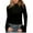 Black, variant on Womens Mock Neck Bell Long Sleeve T Shirt Lettuce Trim Fitted Shirt Slim Fit Fashion Cocktail Party Going Out Tops