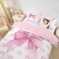 thumbnail image 2 of Erosebridal Cute Bowknot Queen Duvet Cover Set for Girls, Pink Ribbon Bedding, Pink Reversible, 1 Duvet Cover and 2 Pillowcases (No Comforter), 2 of 5