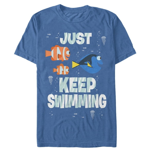 Men's Finding Dory Just Keep Swimming  T-Shirt - Royal Blue - X Large