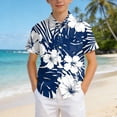 thumbnail image 2 of CAICJ98 Boys Hawaiian Shirt Tropical Short Sleeve Cool Cute Casual Button Down Tops for Youth Kids Summer Beach (Blue,4-5 Years), 2 of 6