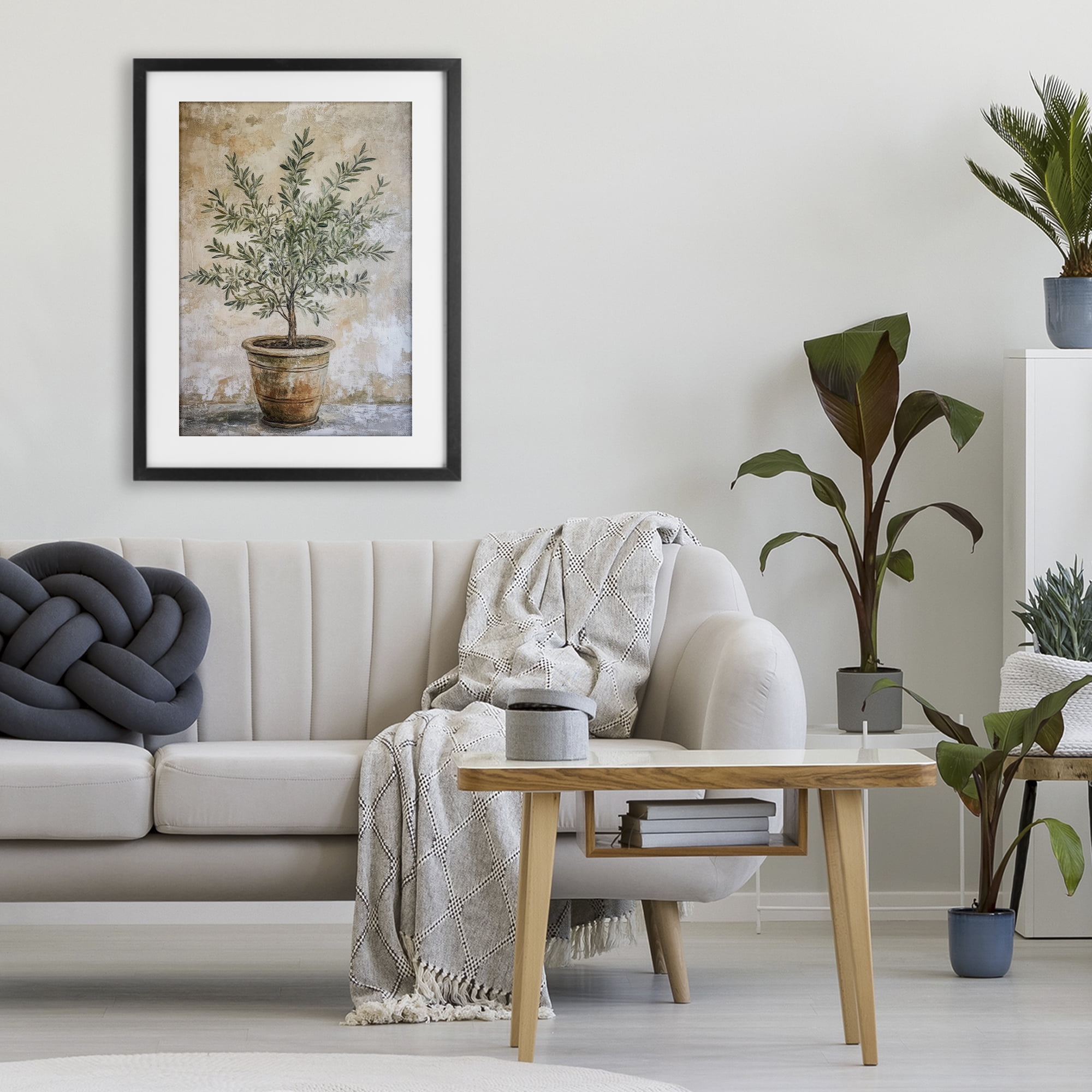 Stupell Industries Mediterranean Potted Olive Black Framed Print Under Glass, design by Petal Prints Design