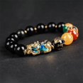 thumbnail image 1 of Nuevo Pulsera de cuentas de Pixiu de oro y arena de cobre, pulsera de piedra obsidiana, pulsera, 1 of 6