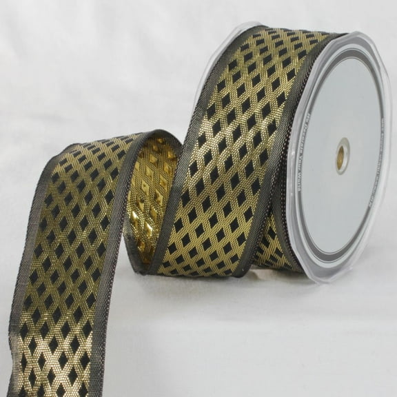 The Ribbon People Black and Gold Colored Metallic Finish Ribbon 1.5" x 27 Yards