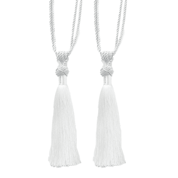 2 Pack Curtain Tiebacks Handmade Decorative Curtain Holdbacks Rope with Tassel- White