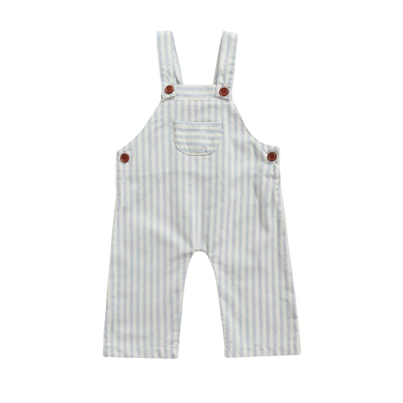 Qiylii Infant Bib Jumpsuit Vertical Stripes Sleeveless Buttons Loose Clothing