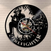 Firefighter Wall Clock Firemen Personalised Vinyl Music Record Clock Fire Fighting Truck Clock Fire Dept Wall Decor Fireman Gift