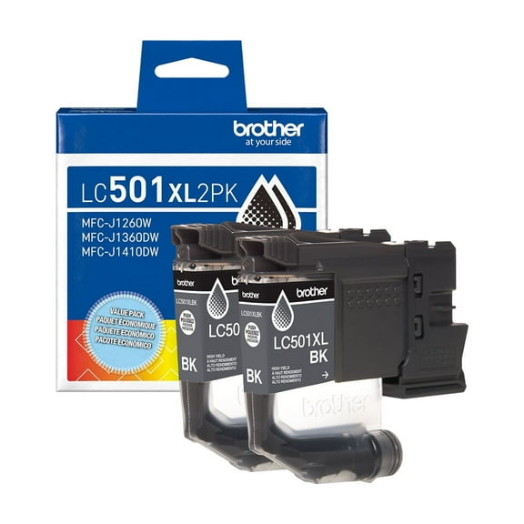 Brother Genuine LC501XL2PK Twin Pack High Yield Black Ink Cartridges