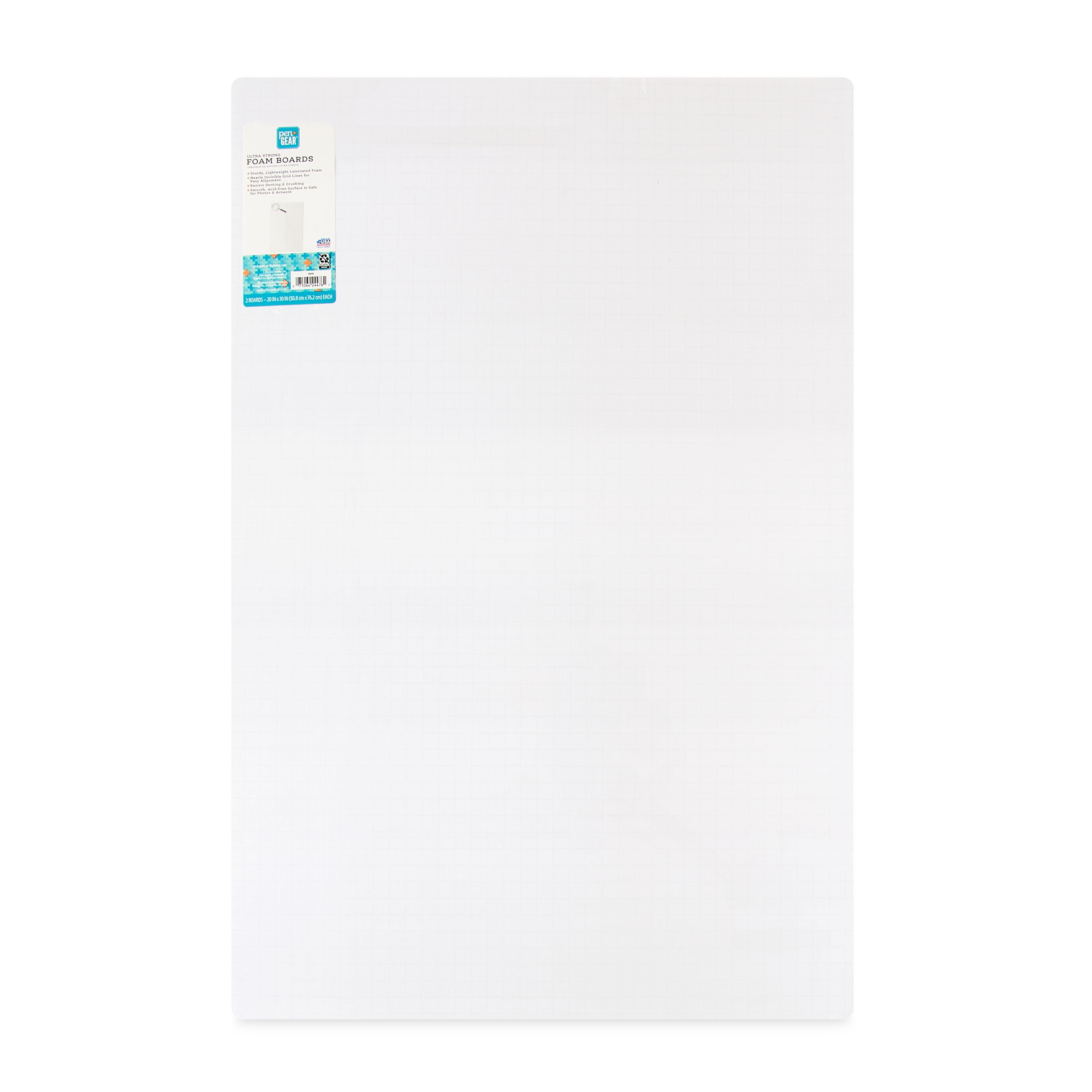 Pen+Gear Ultra Strong White Grid Foam Board, 20" x 30", 2 Count
