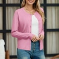 thumbnail image 3 of qucoqpe Women's Lightweight Button Down Cardigan Long Sleeve Casual Crew Neck Soft Knit Cardigan Sweater Tops for Women, 3 of 6