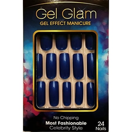 kiss gold finger gel glam 24 nails gfc04 blue